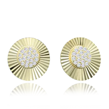 Módní doplněk MINET Pozlacené broušené stříbrné náušnice JMAN0627GE00