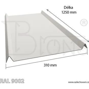 Střešní krytina Plechová krytina BRONS 125 cm šedobílá RAL9002