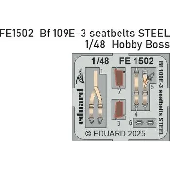 Plastikový model Eduard 1/48 Bf 109E-3 seatbelts STEEL (HOBBY BOSS)