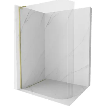 Mexen Kioto-R L zaoblená sprchová stěna Walk-in 80 x 200 cm, transparentní, zlatá kartáčovaná - 800-080-103-55-06 Sprchové stěny
