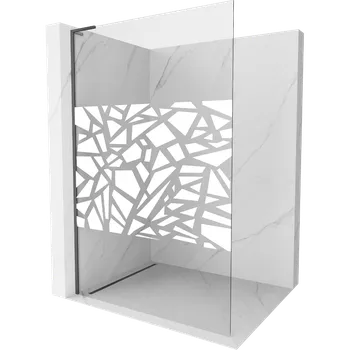Mexen Kioto L sprchová stěna Walk-in 90 x 200 cm, bílý vzor, gun gray kartáčovaný - 800-090-103-66-85 Sprchové stěny