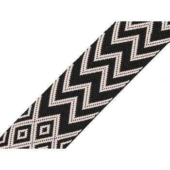 Oboustranný popruh šíře 50 mm, barva 2 černá béžová světlá