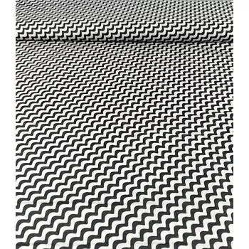 Bavlněná látka vlnky steel grey plátno 140cm | RTex