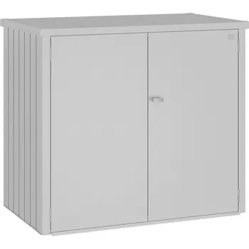 Zahradní úložný box Biohort Box na popelnici Alex DUO, stříbrná metalíza (Dvojitý box na popelnice Biohort ALEX)