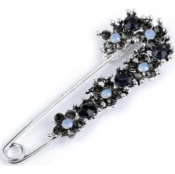 Náramek Brož s broušenými kamínky na spínacím špendlíku, malé, 1 modrá tmavá