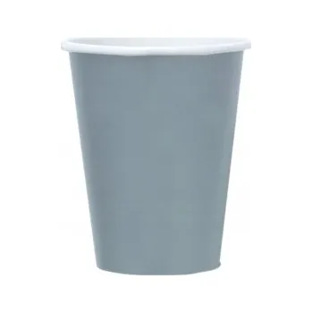 Jednorázové nádobí Stříbrné papírové kelímky 250 ml / 8 ks