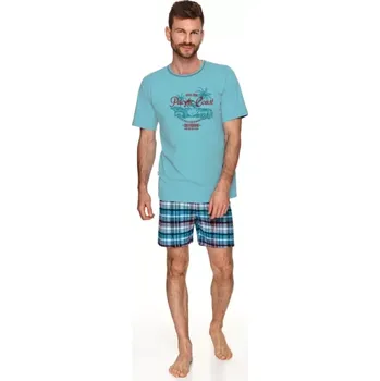 Pánské pyžamo Ivan/2 - pánské pyžamo krátké Taro, M, tyrkys