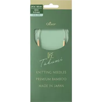 Jehlice Clover kruhové otočné fixní jehlice Pro Takumi 60cm 4mm (Clover Circular knitting needles PRO Takumi)
