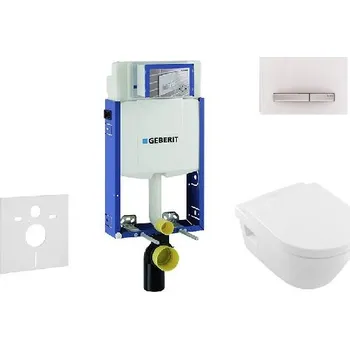 Geberit Kombifix - Modul pro závěsné WC s tlačítkem Sigma50, alpská bílá + Villeroy Boch - WC a sedátko, DirectFlush, SoftClose, CeramicPlus 110.302.00.5 NB8