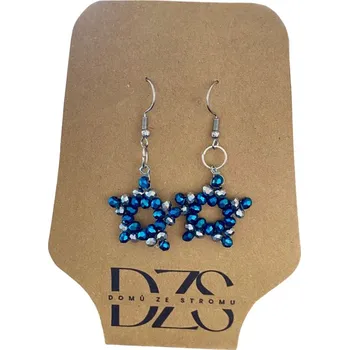 Náušnice Třpytivé modré hvězdy - závěsné náušnice