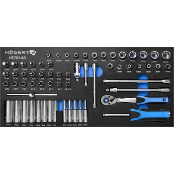 Gola sada Högert Sada nářadí s ráčnou 1/4″, 63 ks, vložka EVA