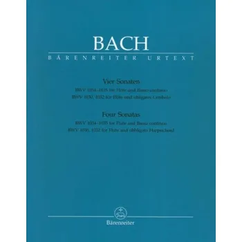 J.S. Bach: 4 Flute Sonatas BWV 1034-1035 (noty na příčnou flétnu, basso continuo)