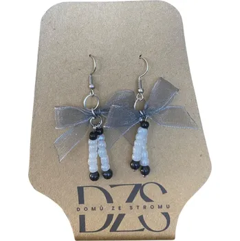 Náušnice Stříbrná elegance - mašličkové korálkové náušnice