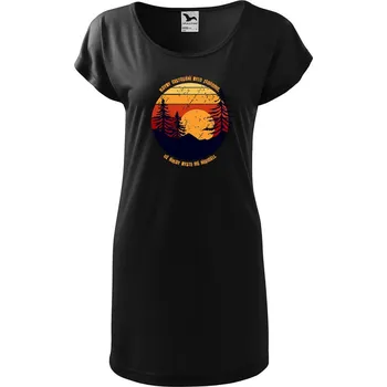 Dámské tričko DOBRÝ TRIKO Dámské tričko/šaty s potiskem Cestování Velikost: M, Barva: Černá