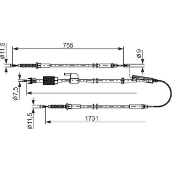 Lanko parkovací brzdy Tažné lanko, parkovací brzda BOSCH 1 987 482 804