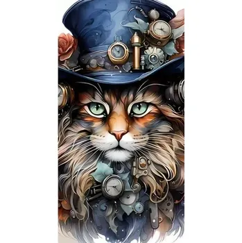 Diamantové malování Diamantové malování - Kocour hodinář (85 x 45)