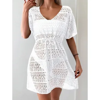 Dámské šaty Dámské krajkové plážové šaty Barva: Bílá, Velikostní tabulka: M