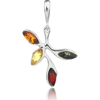 Řetízek Jan Kos Jewellery Stříbrný přívěsek jantar 12125467