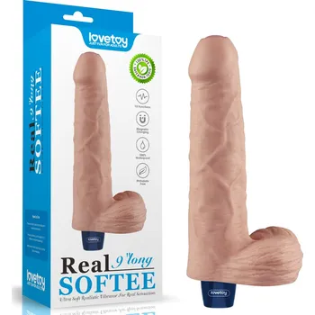 Vibrátor LoveToy Real Softee Rechargeable Vibrating Dildo 9" Flesh
