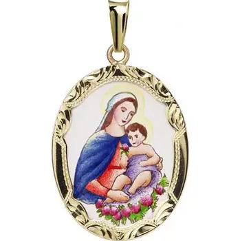 Přívěsek Aljančič Madona s dítětem velký gravírovaný medailon 258R zlato