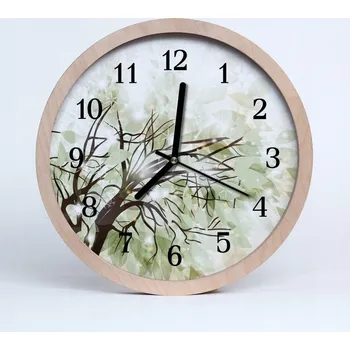 Hodiny Dřevěné nástěnné hodiny tiché Strom Větve 25 cm