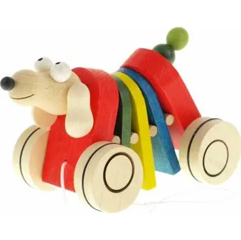 Dřevěná hračka Česká dřevěná hračka Dřevěná tahací hračka - Pes klapací