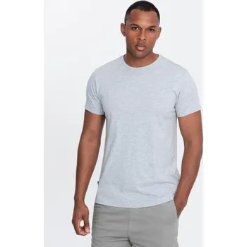 Pánské tričko Pánské klasické bavlněné tričko BASIC - šedý melír V5