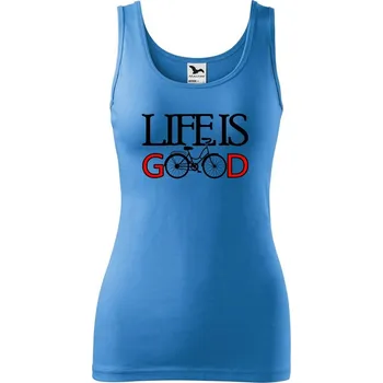 DOBRÝ TRIKO Dámské tílko s potiskem Life is good Velikost: 2XL, Barva: Azurově modrá