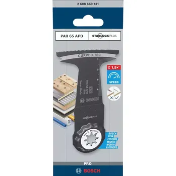 Pilový plátek Ponorný pilový list na dřevo s hřebíky, kovové sendvičové materiály, plastem potažené desky a plasty Bosch PRO PAII 65 APB - 65x55mm, StarlockPlus, pro multifunkční nářadí - oscilační brusku (2608669131)