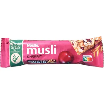 NESTLÉ MUSLI klikva s višněmi 35 g (Musli snídaňová tyčinka s kousky višní a klikvy)