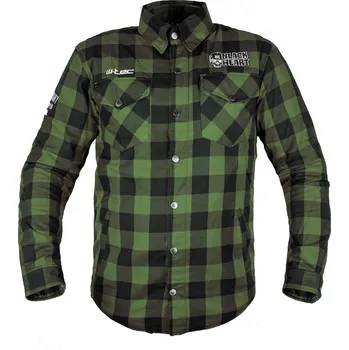 Moto bunda W-TEC Black Heart Moto košile Rattlesneak zeleno-černá kostkovaná - 5XL