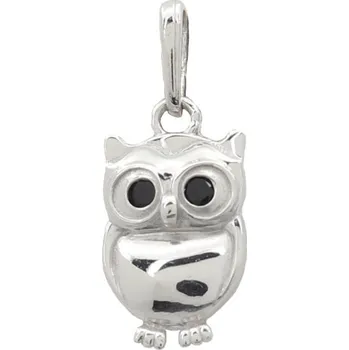 Přívěsek Zlatý přívěsek z bílého zlata se zirkony sovička 8218W (585/1000) 0.55 g