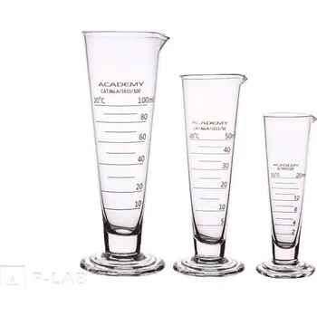 Laboratorní baňka Odměrka kónická s výlevkou a orientační stupnicí (Objem (ml): 1000, Dělení (ml): 50, Výška (mm): 310, Horní vnější průměr (mm): 128, Balení (ks): 1)