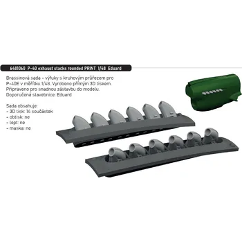 Plastikový model Eduard 1/48 P-40 exhaust stacks rounded PRINT (EDUARD)