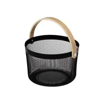 Odpadkový koš Drátěný koš s uchem kulatý - černý,rychlé dodání
