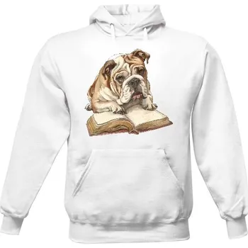 Pánská mikina Pánská mikina s kapucí s potiskem Bulldog s knihou pánské