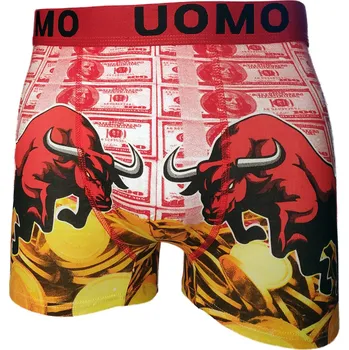 C§X Pánské boxerky s motivem býka a peněz Barva: červená, Velikost: XXL