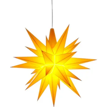 Vánoční ozdoba Moravská hvězda SLOŽENÁ A1e žlutá, plast, 13 cm, LED