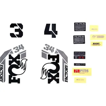 Vidlice na kolo NÁLEPKY FOX NA VIDLICI 34 SADA - F-S 2025 ČERNÉ NA ORANŽOVOU VIDLICI