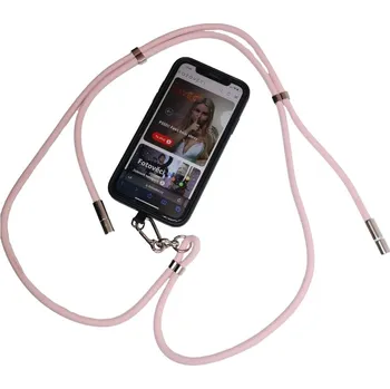 Multifunkční Adaptér 2v1 Neck Holder Kryt Šňůrka 1,5m na Mobilní Telefon USB-C Nabíjecí Kabel Výběr Barev Růžová