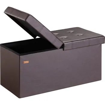 Taburet FurniGO Úložná lavice s výklopným víkem 76x38x38 cm - hnědá