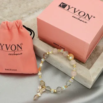 Náramek Yvon Elegantní náramek s přírodními kameny a pozlacenými detaily