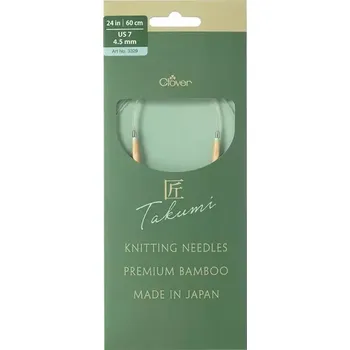 Jehlice Clover kruhové otočné fixní jehlice Pro Takumi 60cm 4,5mm (Clover Circular knitting needles PRO Takumi)