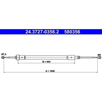Brzdový systém Tažné lanko, parkovací brzda ATE 24.3727-0356.2