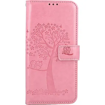 Pouzdro na mobilní telefon Pouzdro Samsung A16 knížkové Růžový strom sovičky (kryt neboli obal na Samsung A16)