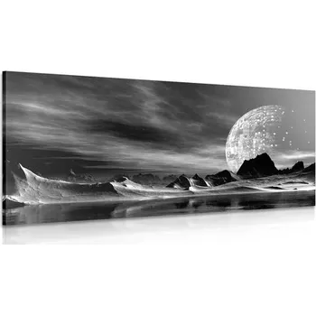 Obraz Dovido Obraz futuristická planeta v černobílém provedení