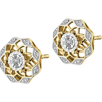 Náušnice Náušnice ze žlutého a bílého zlata s diamanty - 0,08 ct - ryzost 585 - 110.814