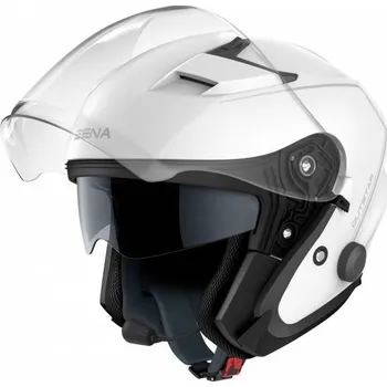 Helma na motorku Přilba s headsetem Outstar, SENA (lesklá bílá)
