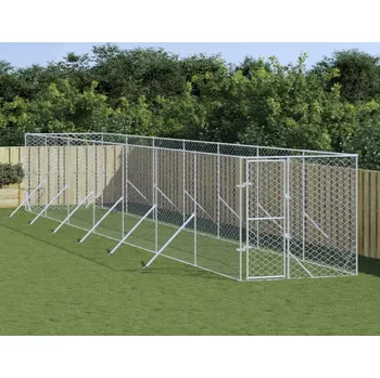 klec pro psa vidaXL Venkovní psí kotec stříbrný 2 x 14 x 2 m pozinkovaná ocel [3190454]