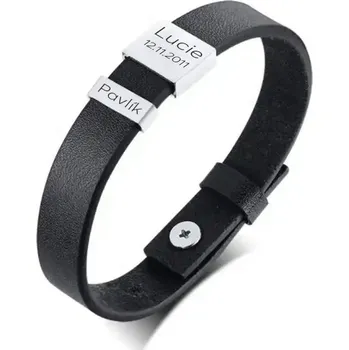 Náramek Šperky4U Personalizovaný pánský kožený náramek - OPA1841